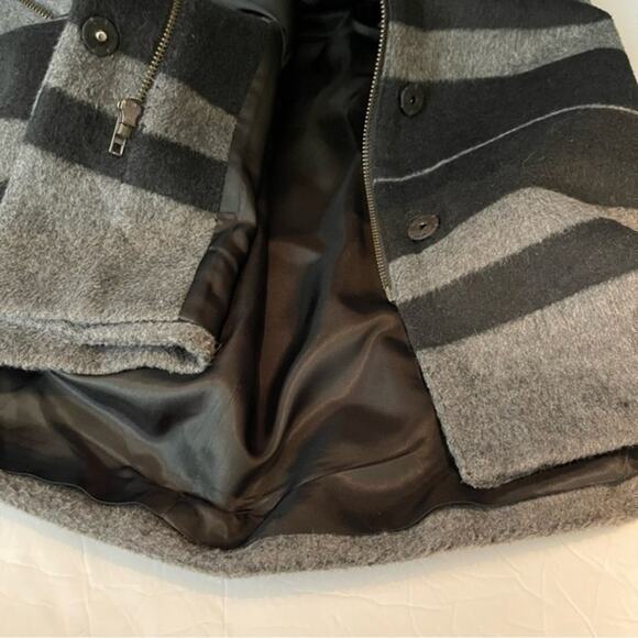 LOFT Black Gray Striped EuroGirl Y2K Academia Hooded Coat NWOT Size SP - Picture 8 of 12